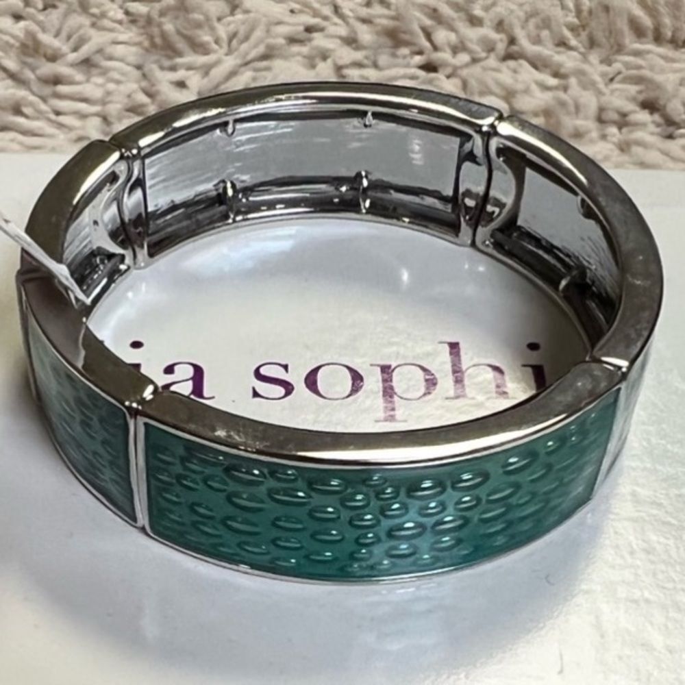 Lia Sophia Quench Stretch bangle Bracelet- silver and turquoise color NWT was$58